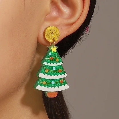 1 Pair Casual Minimalist Cactus Christmas Tree Arylic Drop Earrings