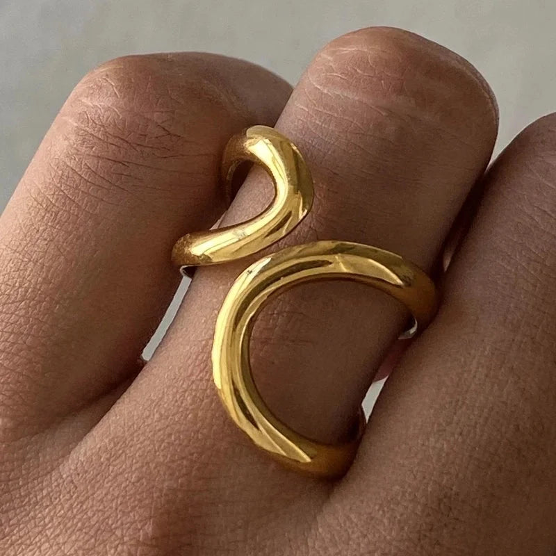 Minimalist Classic Style Geometric 304 Stainless Steel Open Rings