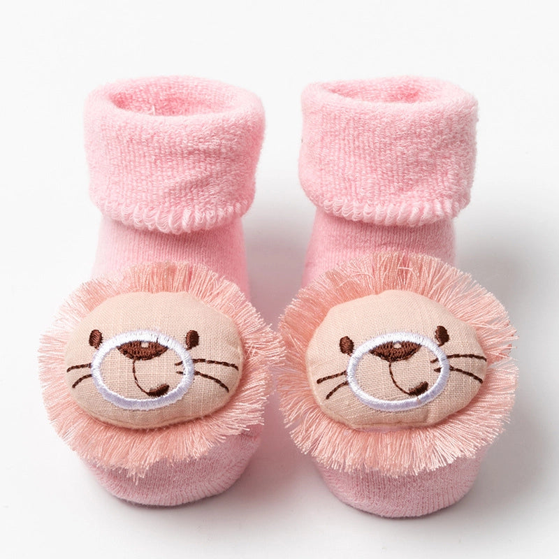 New Newborn Baby Socks Autumn And Winter A Cotton Red Terry Fleece-lined Thickened Non-slip Baby Christmas Floor Socks 1