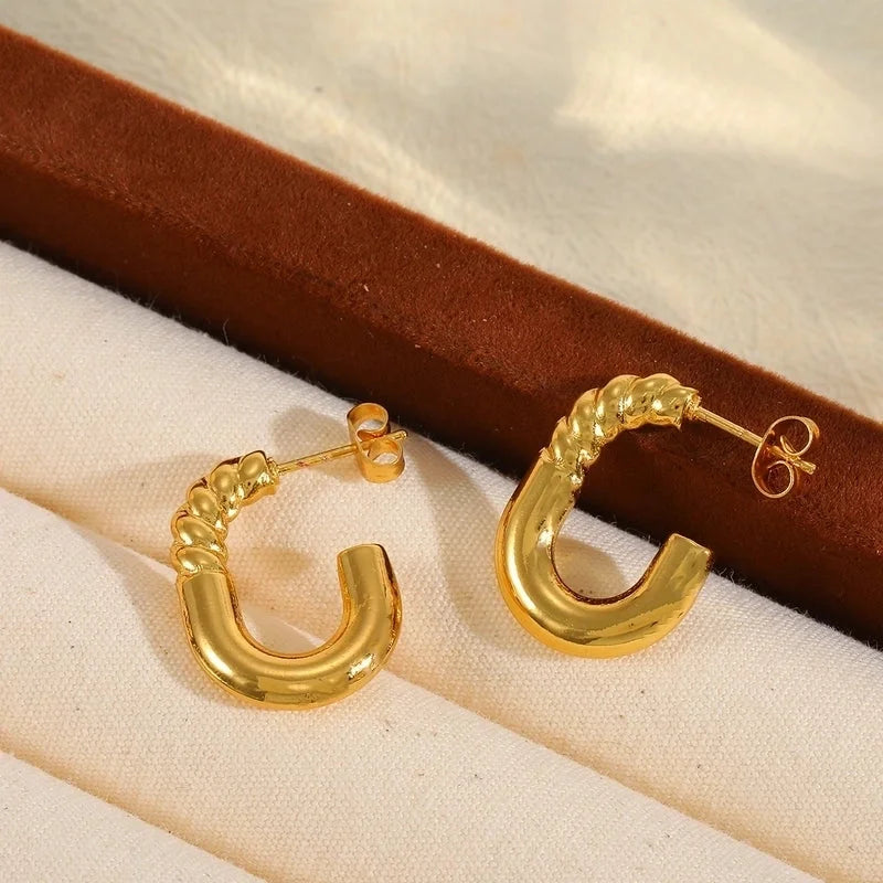 1 Pair Basic Minimalist C Shape Irregular Geometric Plating 304 Stainless Steel 18K Gold Plated Earrings