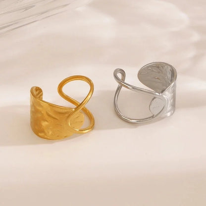 IG Style Lines 304 Stainless Steel 18K Gold Plated Open Rings