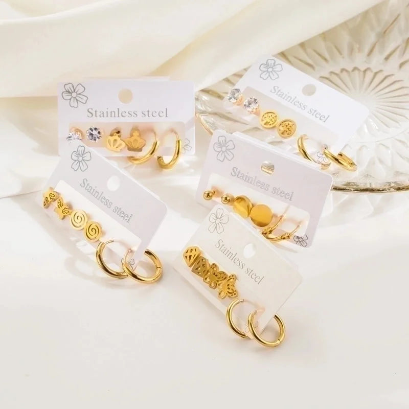 3 Pieces Set Vintage Style Modern Style Minimalist Butterfly Inlay 304 Stainless Steel Rhinestones Earrings Ear Studs