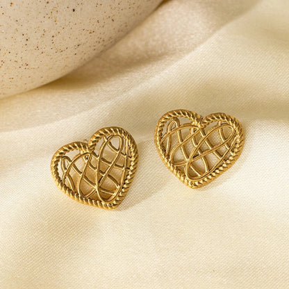 1 Pair Basic Minimalist Irregular Heart Shape Plating Titanium Steel Ear Studs