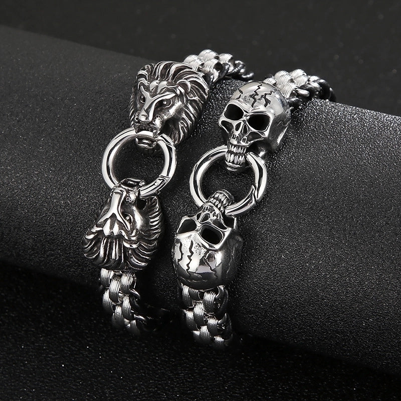 Punk Skull Titanium Steel Stoving Varnish Halloween Men's Bracelets