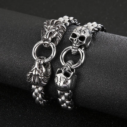 Punk Skull Titanium Steel Stoving Varnish Halloween Men's Bracelets