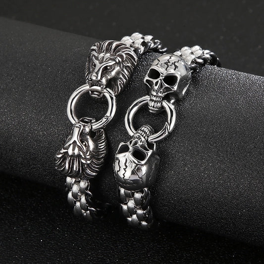 Punk Skull Titanium Steel Stoving Varnish Halloween Men's Bracelets