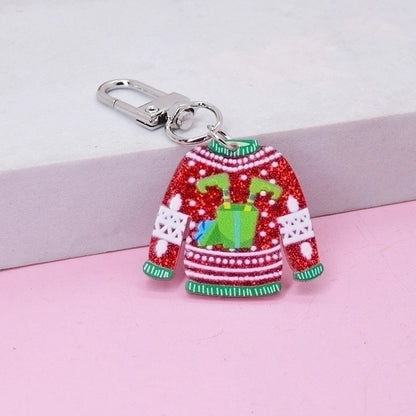 Cute Christmas Vintage Style Santa Claus Arylic Christmas Bag Pendant Keychain