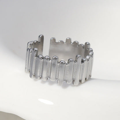 Women Minimalist Stripe Ellipse Leaf Stainless Steel Rings