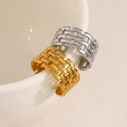 Vacation French Style Geometric 304 Stainless Steel 18K Gold Plated Open Rings