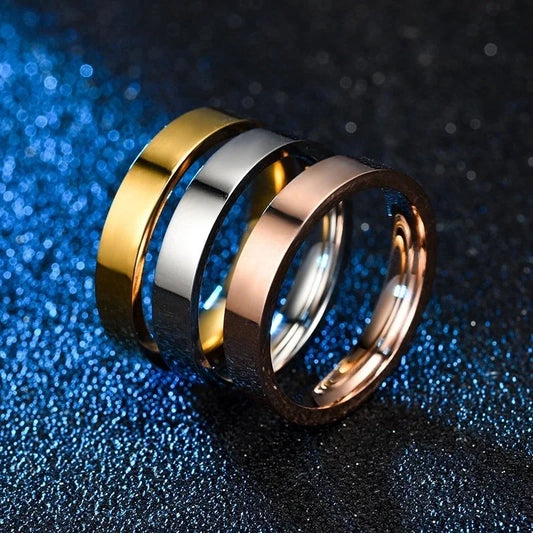 Minimalist Solid Color Stainless Steel 18K Gold Plated Rings