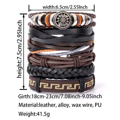 Casual Retro Star Solid Color Skull Pu Leather Layered Braid Halloween Unisex Bracelets