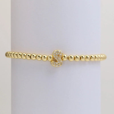 Xi Yin Hot Sale Brass Micro-Inlaid Bubble Balloon Diy26 English Letters Copper Bead Beaded Elastic Wire Bracelet