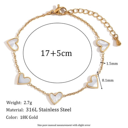 Lady Heart Shape 304 Stainless Steel Bracelets In Bulk