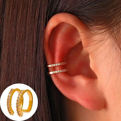 1 Piece Minimalist Commute Geometric Inlay Copper Zircon Ear Cuffs