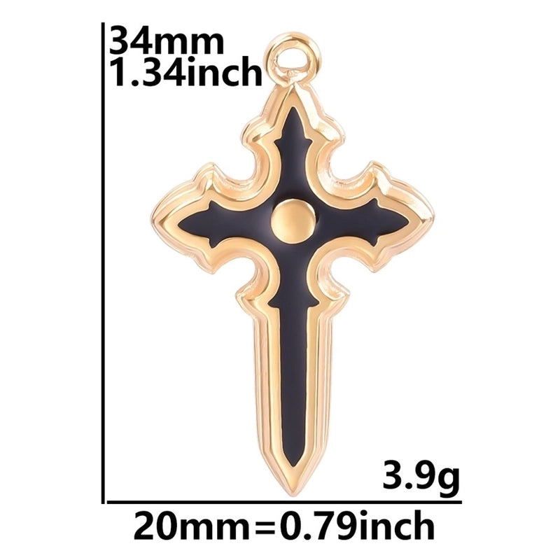 304 Stainless Steel 18K Gold Plated Basic Modern Style Classic Style Enamel Plating Cross Pendant Necklace