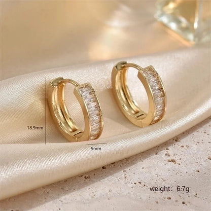 1 Pair Minimalist Streetwear Circle Plating Inlay Copper Zircon 18k Gold Plated Earrings