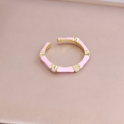 Women Retro Metal Vintage Geometric Copper Oil Dripping Rings