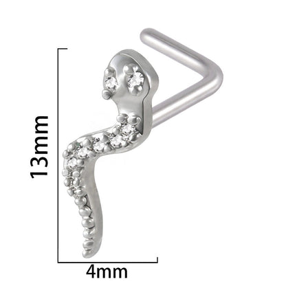 2 Pieces Nose Rings & Studs Streetwear Moon Heart Shape Butterfly 304 Stainless Steel Copper Zircon Inlay Zircon