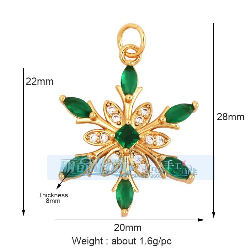 1 Piece Copper Geometric Heart Shape Snowflake Pendant Jewelry Accessories