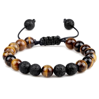 Casual Minimalist Round Volcanic Rock Tiger Eye Beaded Bracelets