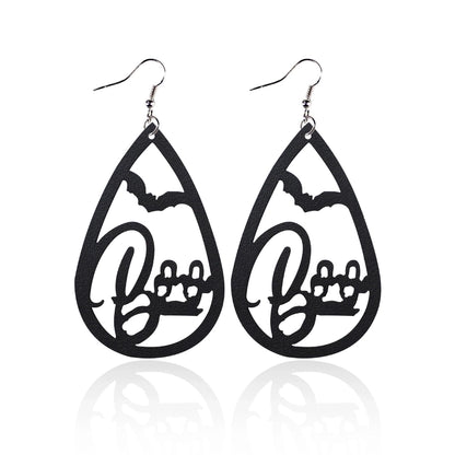 1 Pair Punk Water Droplets Pu Leather Drop Earrings