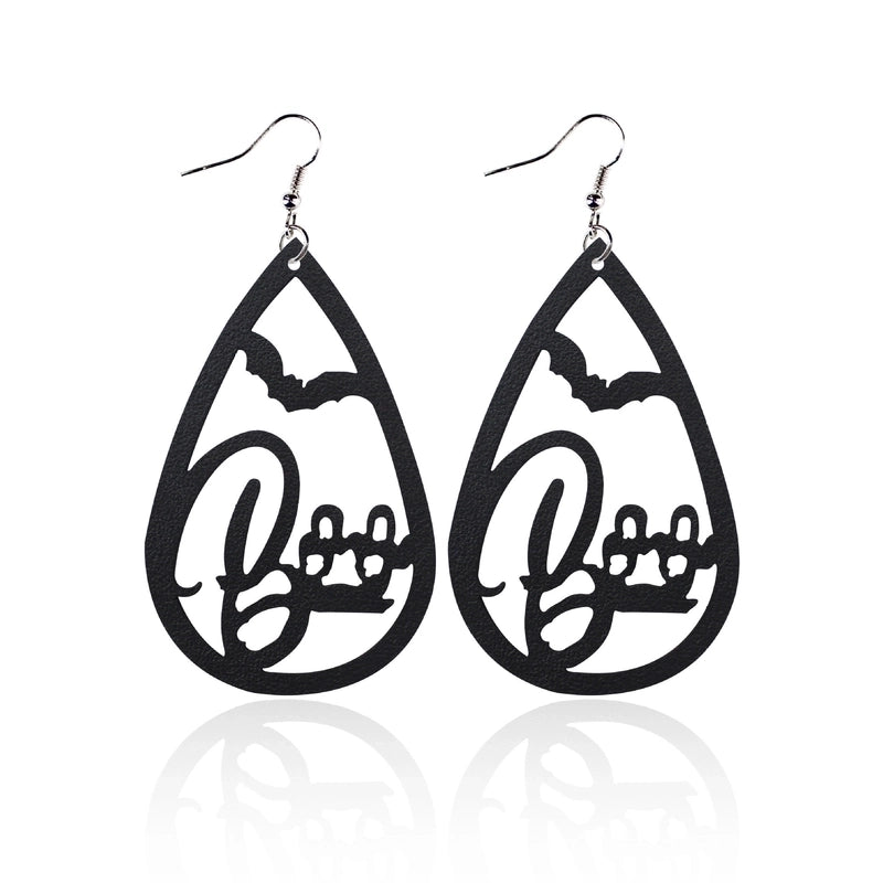 1 Pair Punk Water Droplets Pu Leather Drop Earrings