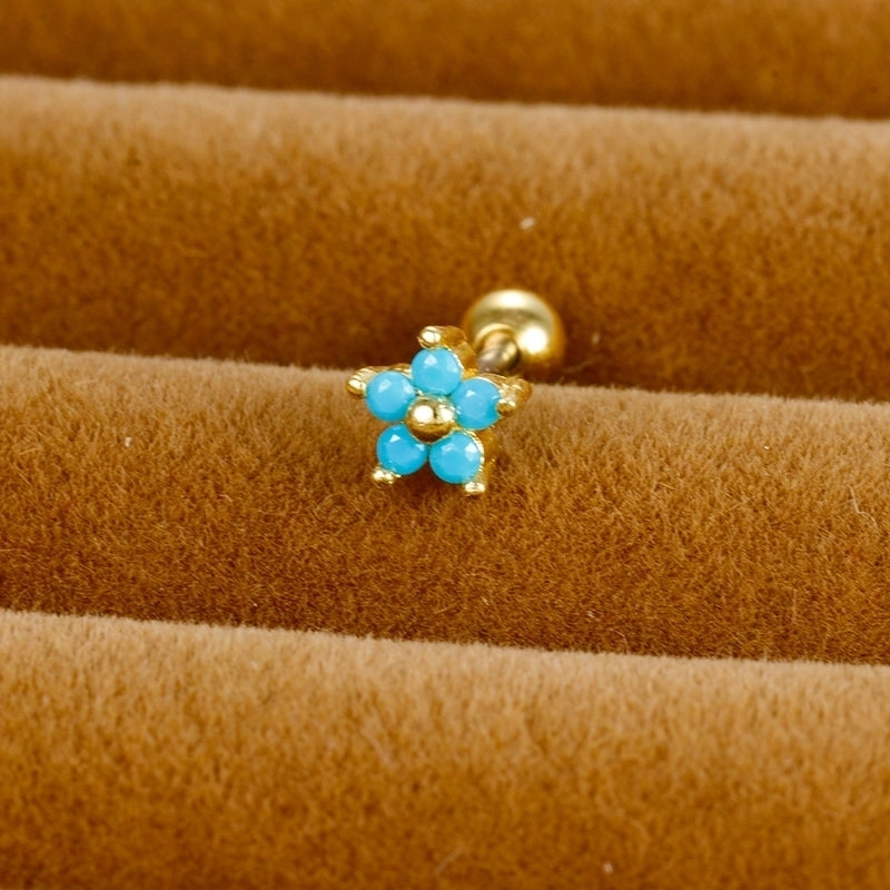 1 Piece Minimalist Geometric Flower Snake Plating Inlay Stainless Steel Rhinestones Earrings