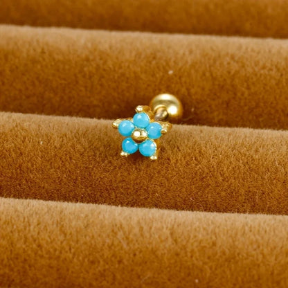 1 Piece Minimalist Geometric Flower Snake Plating Inlay Stainless Steel Rhinestones Earrings