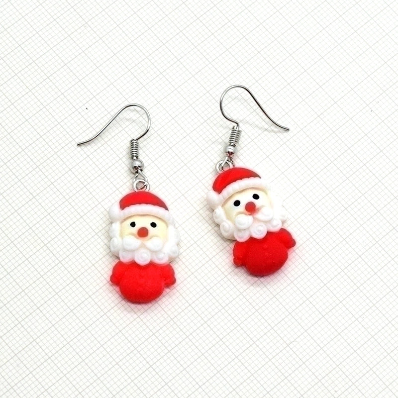 1 Pair Cute Minimalist Snowman Resin Drop Earrings