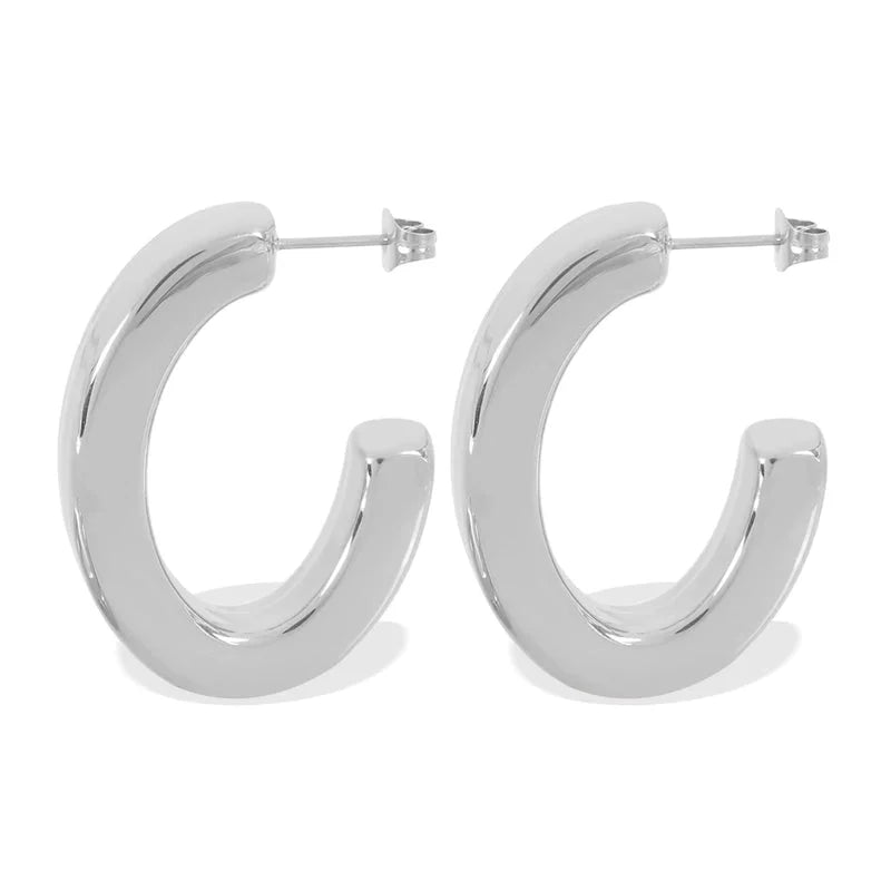 1 Pair Minimalist C Shape Oval Plating Titanium Steel 18K Gold Plated Ear Studs
