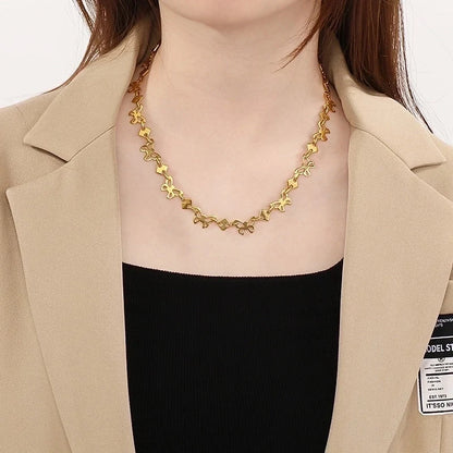 Minimalist Butterfly 304 Stainless Steel 18K Gold Plated Bracelets Necklace