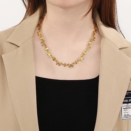 Minimalist Butterfly 304 Stainless Steel 18K Gold Plated Bracelets Necklace