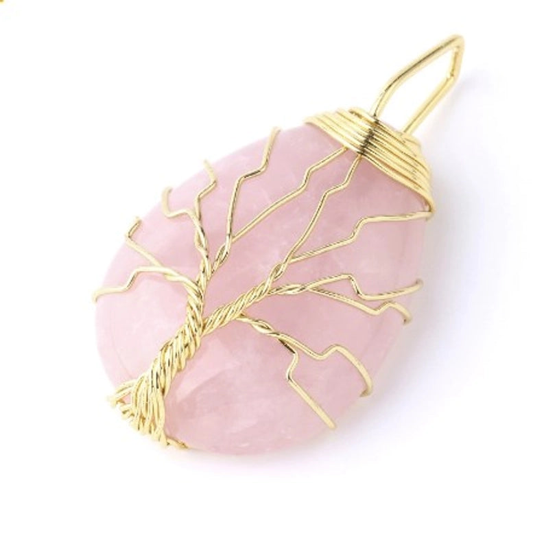 Ig Style Minimalist Tree Water Droplets Natural Stone Crystal Opal Women's Pendant Necklace Necklace Pendant