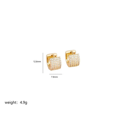 1 Pair Elegant Lady Circle Plating Inlay Copper Zircon 18k Gold Plated Earrings