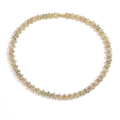 Copper 18K Gold Plated Plating Inlay Butterfly Zircon Bracelets Necklace