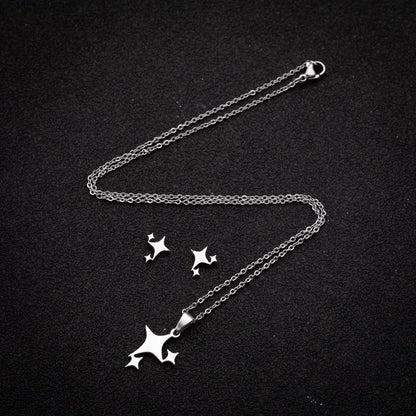 Minimalist Star 201 Stainless Steel 18K Gold Plated Plating Earrings Necklace