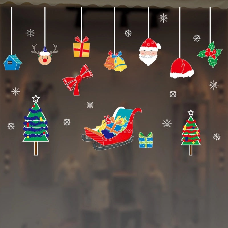 Christmas Nordic Style Christmas Hat Christmas Tree Santa Claus Party Festival Car Window Stickers Static Sticker