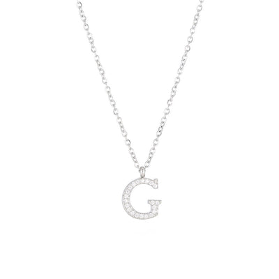 Minimalist Letter 304 Stainless Steel Zircon 16K Gold Plated White Gold Plated Plating Inlay Pendant Necklace