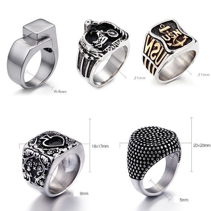 Punk Star Skull Titanium Steel Plating Halloween Men's Rings