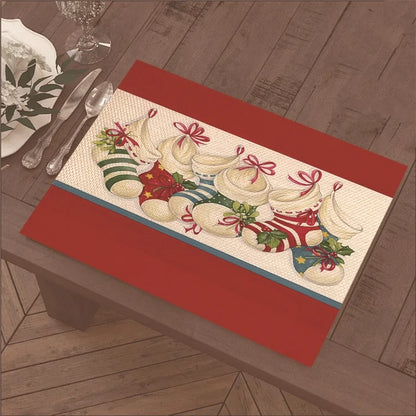 Christmas Nordic Style Christmas Tree Bow Knot Snowflake Linen Cotton And Linen Placemat