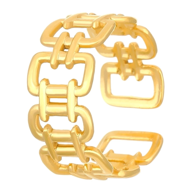 Minimalist Classic Style Geometric 304 Stainless Steel 18K Gold Plated Open Rings