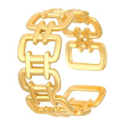 Minimalist Classic Style Geometric 304 Stainless Steel 18K Gold Plated Open Rings