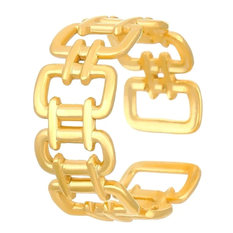 Minimalist Classic Style Geometric 304 Stainless Steel 18K Gold Plated Open Rings