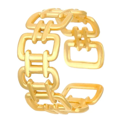 Minimalist Classic Style Geometric 304 Stainless Steel 18K Gold Plated Open Rings