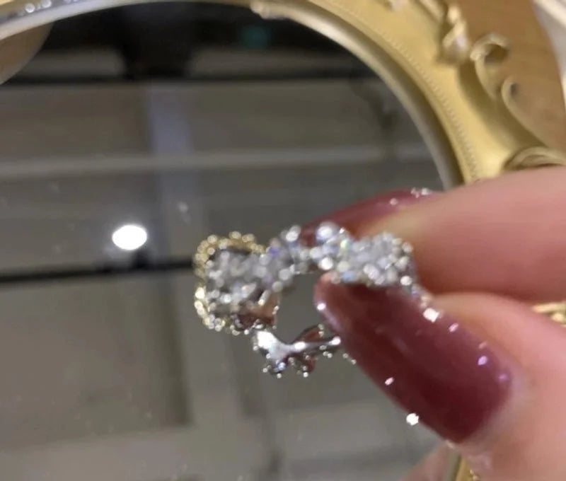 Minimalist Butterfly Copper Butterfly Inlay Zircon Open Ring