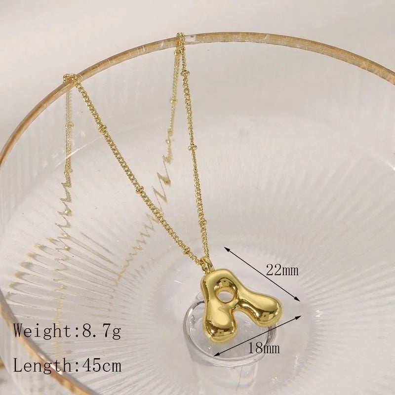 Copper 14K Gold Plated Letter Pendant Necklace