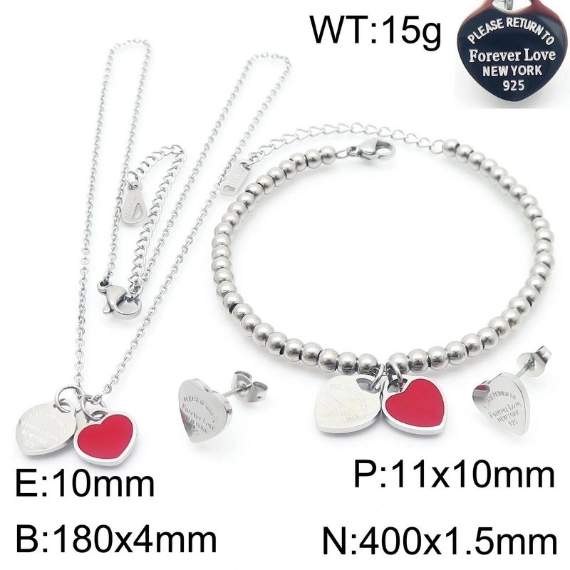 Minimalist Heart Shape 304 Stainless Steel 18K Gold Plated Jewelry Set