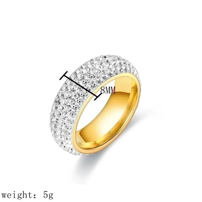 Minimalist U Shape Titanium Steel Zircon 18K Gold Plated Inlay Rings