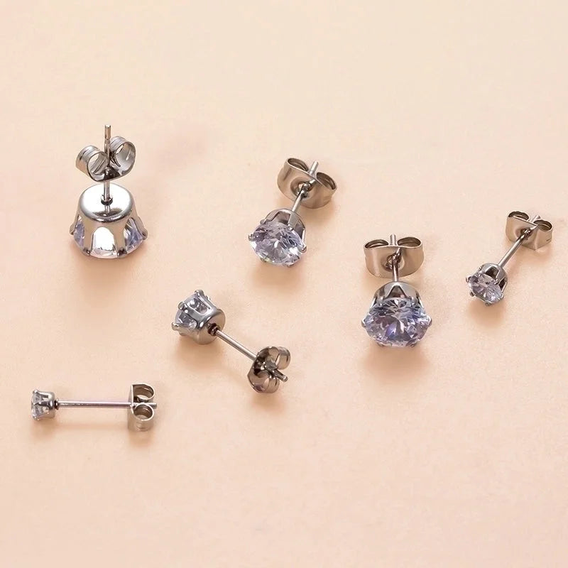 1 Piece Ear Cartilage Rings & Studs Minimalist Classic Style Geometric Round 316L Stainless Steel Plating Inlay Zircon