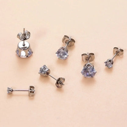 1 Piece Ear Cartilage Rings & Studs Minimalist Classic Style Geometric Round 316L Stainless Steel Plating Inlay Zircon